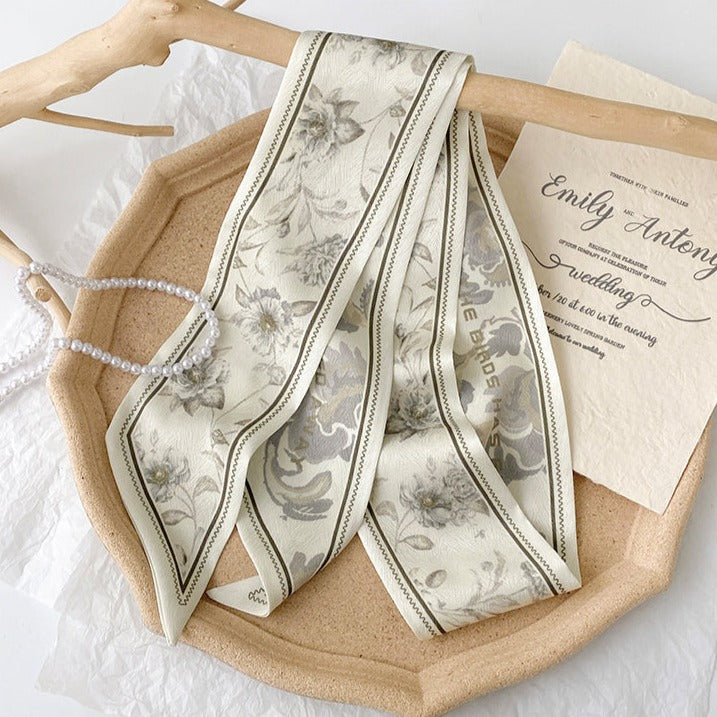 White Floral Handbag Scarf